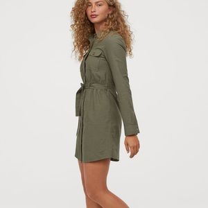 H & M Khaki Long Sleeve Dress w/ Belt